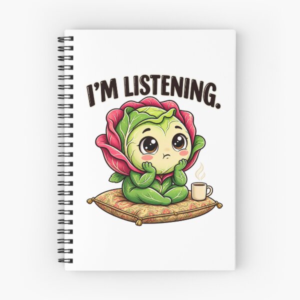 Item preview, I'm Listening – Funny Cabbage Coffee Kawaii | Cute Introvert Meditation Cartoon designed and sold by MrDev.