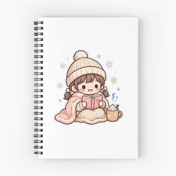 Item preview, Winter Snow Reading with Hot Cocoa - Cute Girl in Beanie Reading in Snow - Cozy Winter Book Lover Sticker designed and sold by Cozy Book Club.