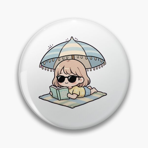 Item preview, Summer Beach Reading - Cute Girl Reading on Beach Towel - Summer Book Lover Gift - Beach Bookish Sticker designed and sold by Cozy Book Club.