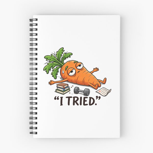 Item preview, I Tried – Funny Tired Carrot Workout Failure | Relatable Fitness Humor Cartoon designed and sold by MrDev.