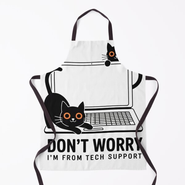 Item preview, Don't Worry I'm From Tech Support Black Cat Design | Funny Cat Laptop Art designed and sold by Marie Gems.
