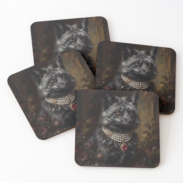 Item preview, Regal Silver Fox Portrait with Ruby Medallion designed and sold by Real Beast Art.
