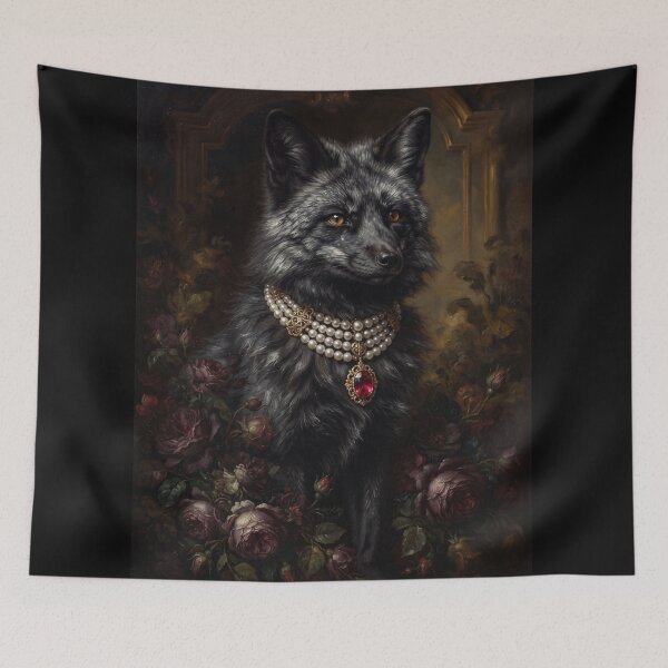 Item preview, Regal Silver Fox Portrait with Ruby Medallion designed and sold by Real Beast Art.
