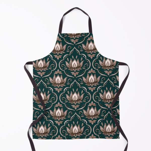 Item preview, Emerald Green Lotus Damask Ornamental Pattern designed and sold by ​Jyoti Digital Artist.
