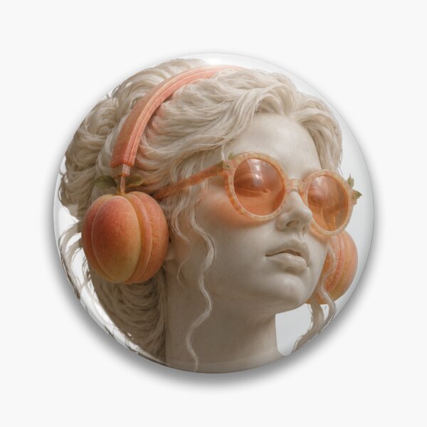 Item preview, Peach Queen Pomelo Brand Aesthetic Vaporwave Statue with Peach Headphones designed and sold by Sulco Design.
