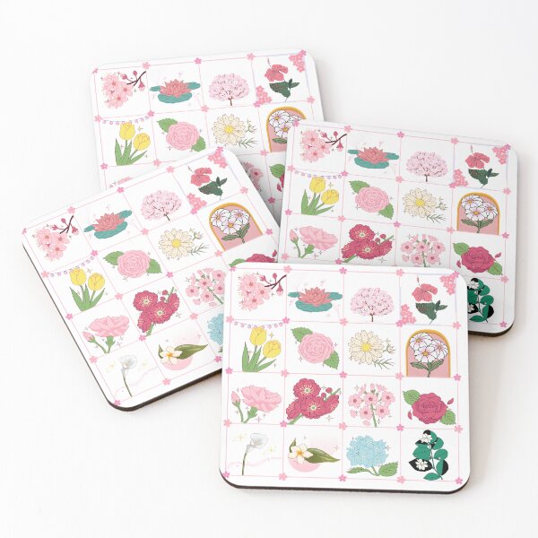 Item preview, Cute Botanical Flower Grid Sticker Pack Pattern designed and sold by Rehnair.
