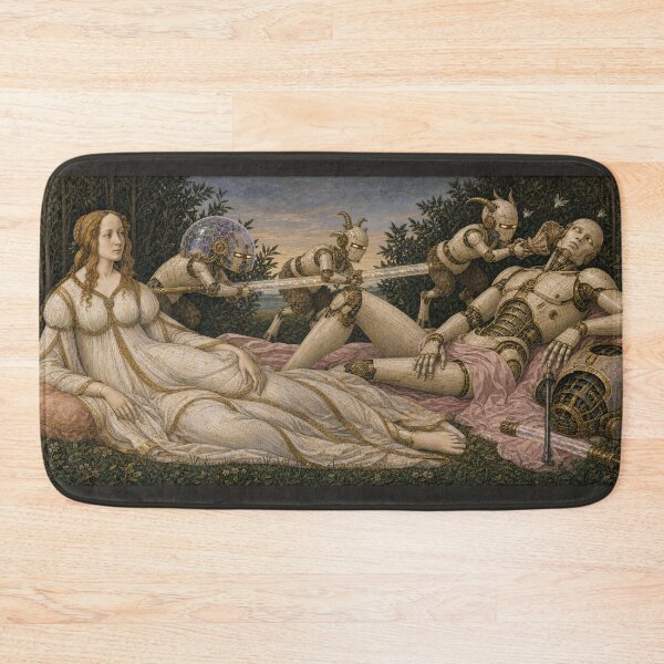 Item preview, Venus and Mars AI Love Story Cyber Renaissance Art Print designed and sold by DMarquiseArt.
