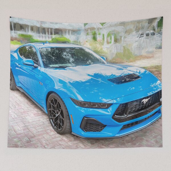 Item preview, 2025 Grabber Blue Ford Mustang GT 5.0 Premium Sports Car Art designed and sold by RichFrancoCars.