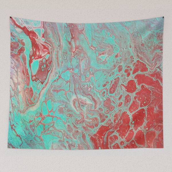 Item preview, Red and turquoise pour designed and sold by sharonperryart.