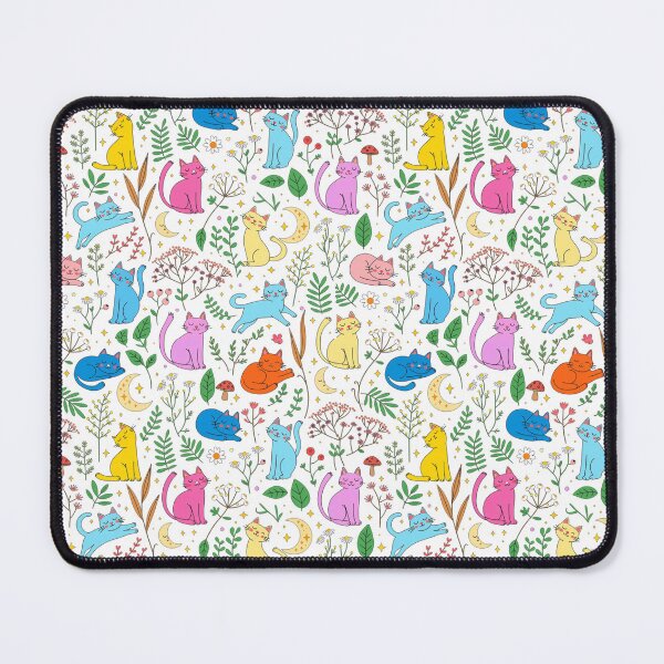 Item preview, Colorful Kawaii Cats and Botanical Garden Pattern – Whimsical Floral Cat Design designed and sold by Mousy17.