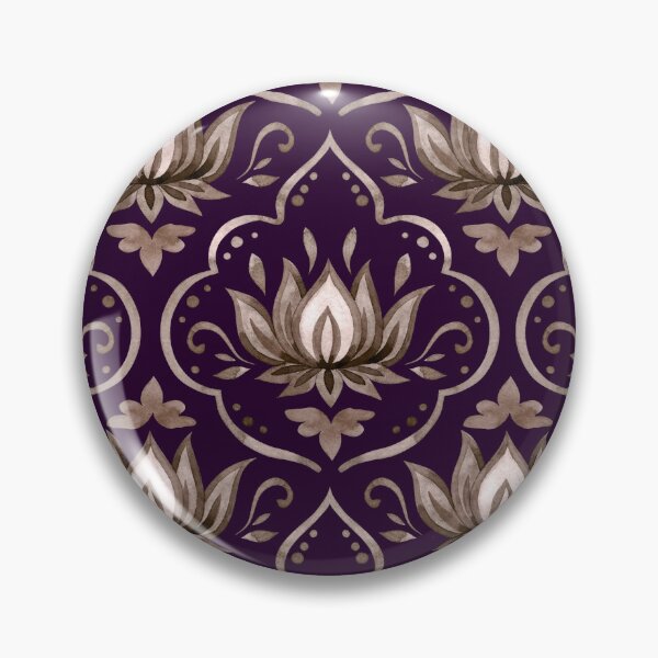 Item preview, Royal Purple Lotus Damask Ornamental Pattern designed and sold by ​Jyoti Digital Artist.