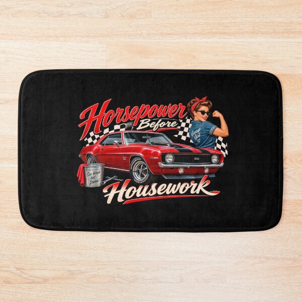 Item preview, Horsepower Before Housework – Classic Muscle Car Girl designed and sold by TZehrfeldPhotos.