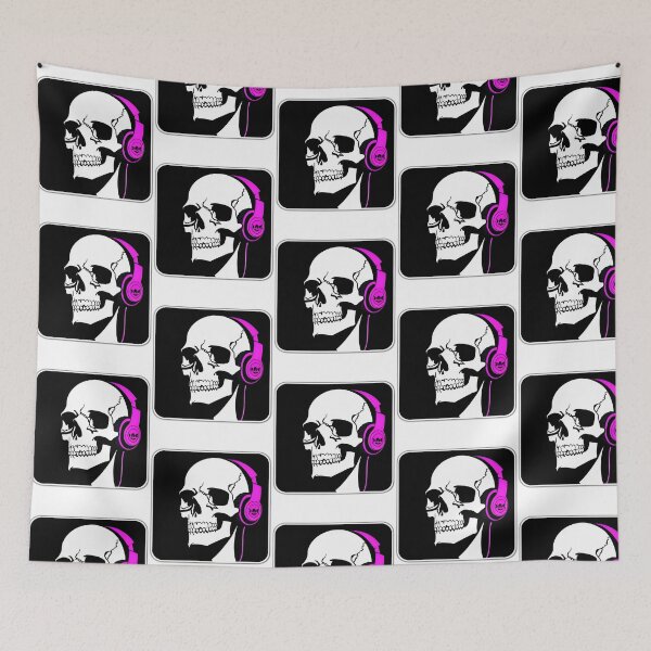 Item preview, Skull With Headphones Pink Violet designed and sold by Contessai Babbaby.