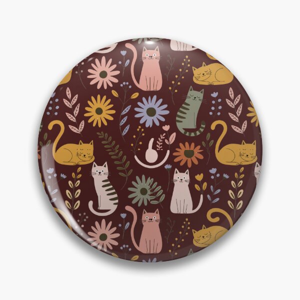 Item preview, Cute Retro Cats and Wildflowers Pattern – Vintage Kawaii Cat Floral Design designed and sold by Mousy17.