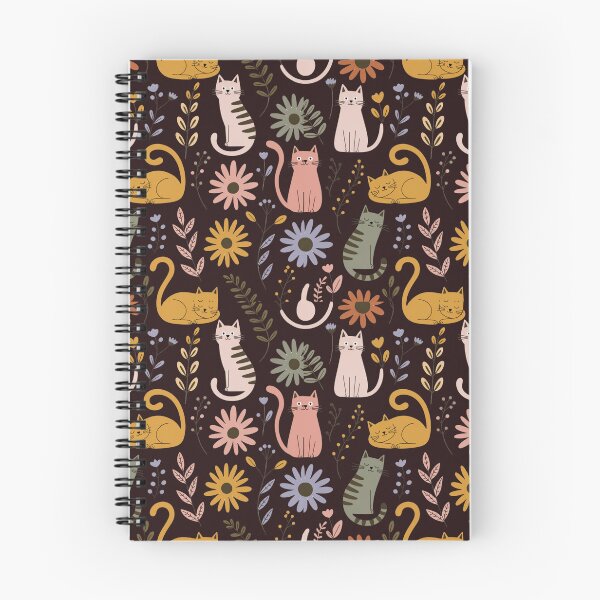 Item preview, Cute Retro Cats and Wildflowers Pattern – Vintage Kawaii Cat Floral Design designed and sold by Mousy17.