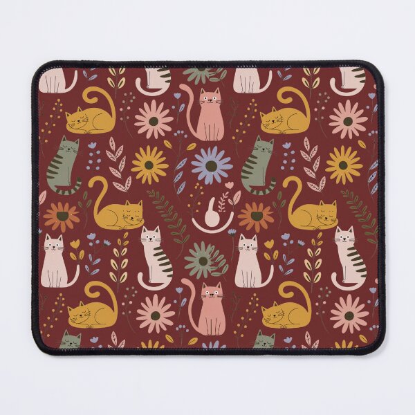Item preview, Cute Retro Cats and Wildflowers Pattern – Vintage Kawaii Cat Floral Design designed and sold by Mousy17.