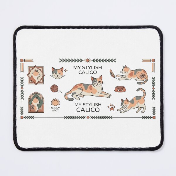 Item preview, My Stylish Calico Cat Aesthetic Cute Botanical Border Illustration Sticker pack Sheet designed and sold by Rehnair.