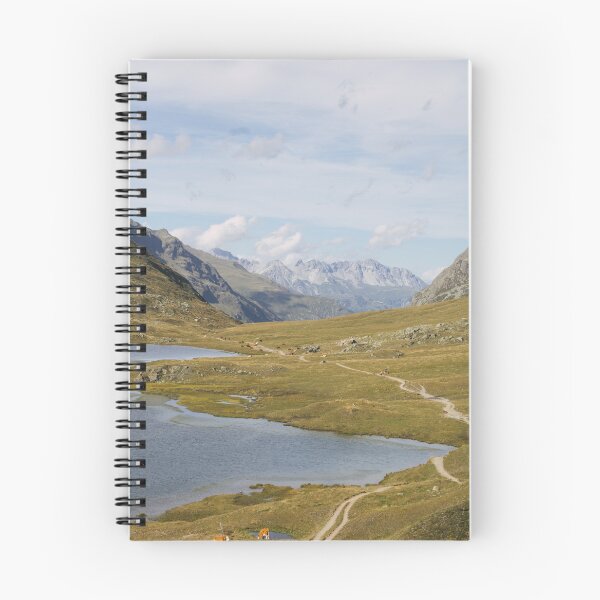 Item preview, Mountain path between tranquil alpine lakes designed and sold by rhosbahu.
