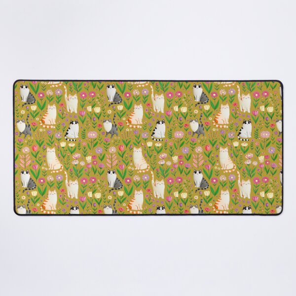 Item preview, Cute Cats in a Colorful Wildflower Garden Pattern – Whimsical Floral Cat Design designed and sold by Mousy17.