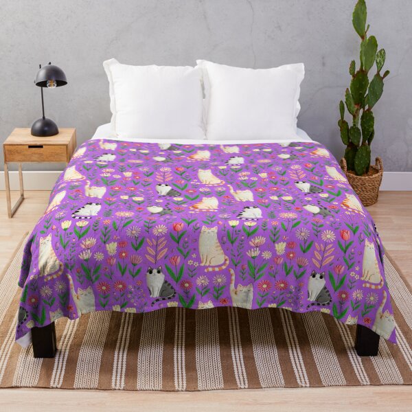 Item preview, Cute Cats in a Colorful Wildflower Garden Pattern – Whimsical Floral Cat Design designed and sold by Mousy17.