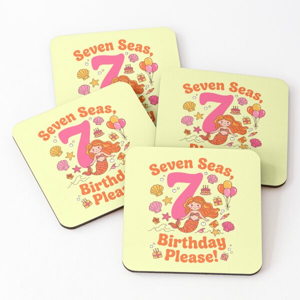 Item preview, Seven Seas, Birthday Please! 7th Birthday – Cute Mermaid Ocean Design designed and sold by Sea Gem.