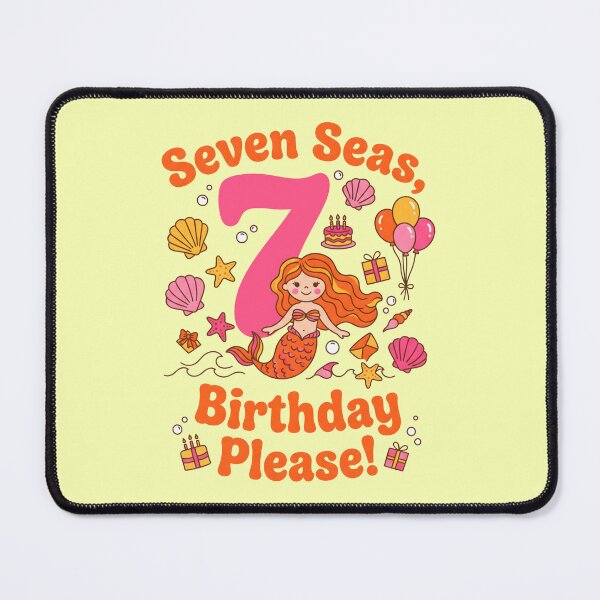 Item preview, Seven Seas, Birthday Please! 7th Birthday – Cute Mermaid Ocean Design designed and sold by Sea Gem.