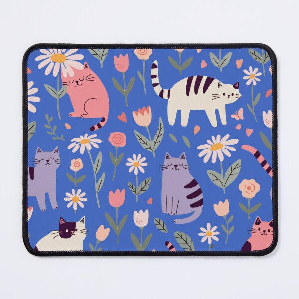 Item preview, Cute Pastel Cats and Flowers Pattern – Kawaii Floral Cat Lover Design designed and sold by Mousy17.