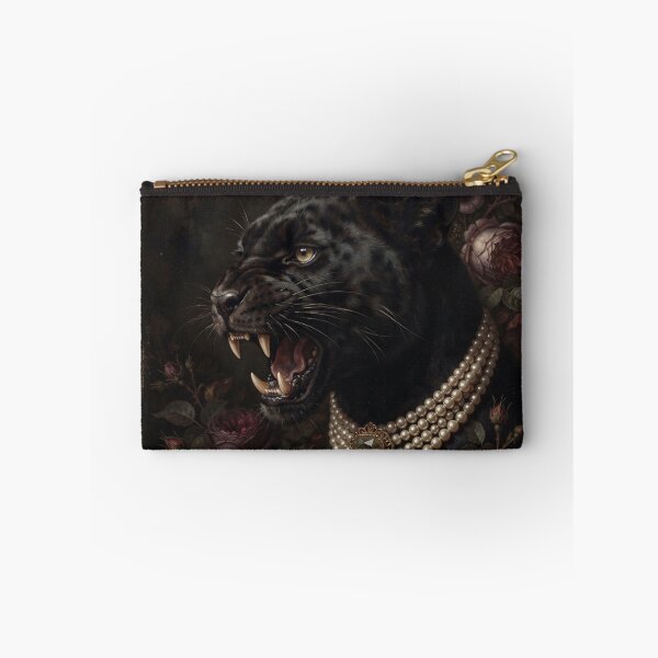 Item preview, Fierce Black Panther Portrait with Pearl Necklace designed and sold by Real Beast Art.