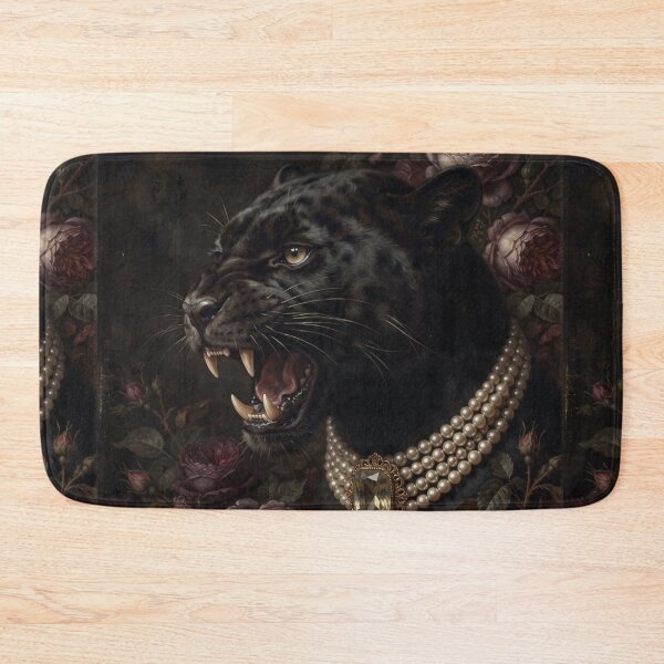 Item preview, Fierce Black Panther Portrait with Pearl Necklace designed and sold by Real Beast Art.