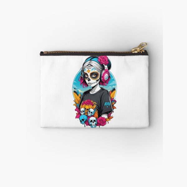 Item preview, Sugar Skull Girl With Pink Headphones And Roses designed and sold by Contessai Babbaby.