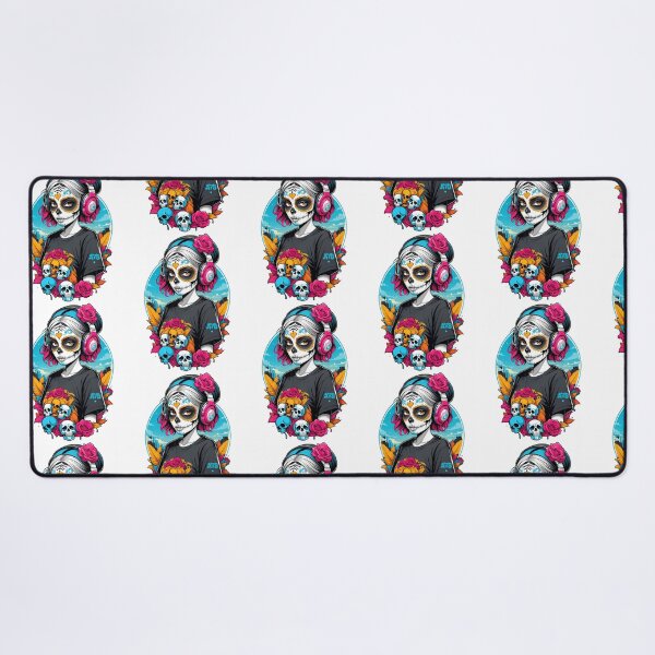 Item preview, Sugar Skull Girl With Pink Headphones And Roses designed and sold by Contessai Babbaby.