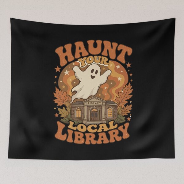 Item preview, Haunt Your Local Library Retro Ghost Autumn Halloween designed and sold by Moad Fahim.