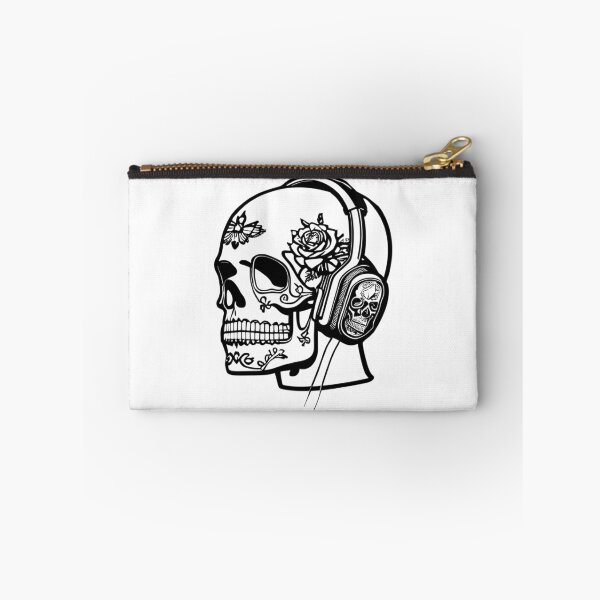 Item preview, Sugar Skull Wearing Headphones Black designed and sold by Contessai Babbaby.