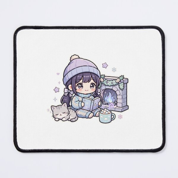 Item preview, Fireplace Reading with Cat and Cocoa - Cozy Hygge Winter Book Nook - Winter Book Lover Sticker designed and sold by Cozy Book Club.