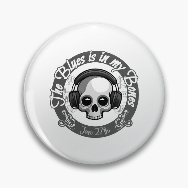 Item preview, The Blues Is In My Bones  Blue Skull - Black  White designed and sold by Contessai Babbaby.