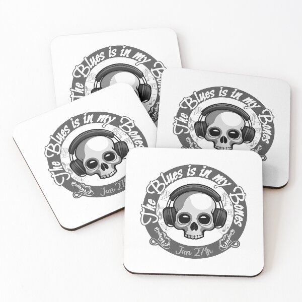Item preview, The Blues Is In My Bones  Blue Skull - Black  White designed and sold by Contessai Babbaby.