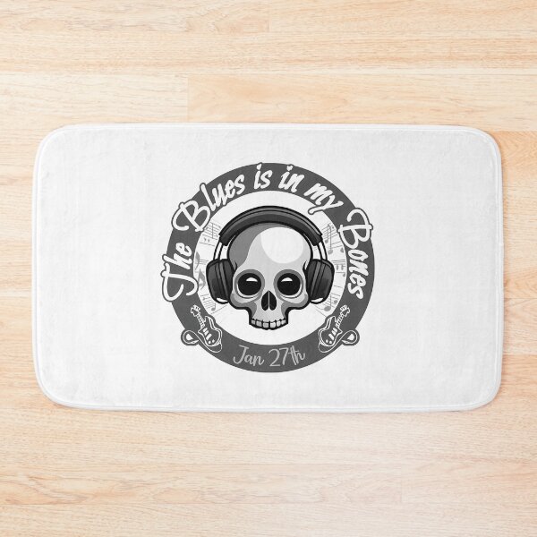 Item preview, The Blues Is In My Bones  Blue Skull - Black  White designed and sold by Contessai Babbaby.
