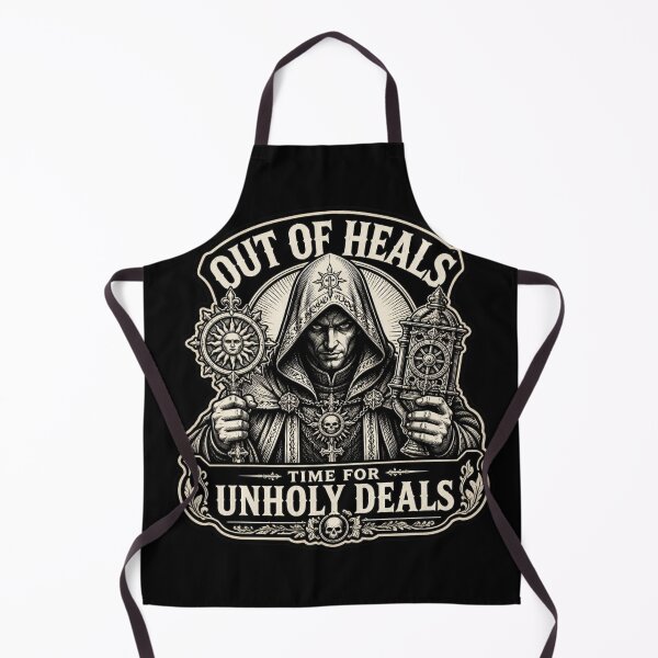 Item preview, Out Of Heals Unholy Deals - Funny Cleric Woodcut Shirt designed and sold by Dice_Goblin_Studio.