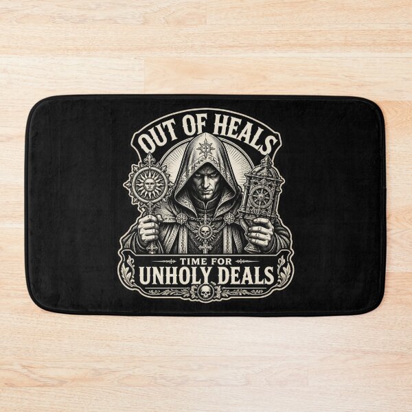 Item preview, Out Of Heals Unholy Deals - Funny Cleric Woodcut Shirt designed and sold by Dice_Goblin_Studio.