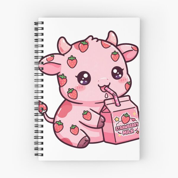 Item preview, Cute Strawberry Milk Cow Kawaii Sticker designed and sold by Kiralemon.