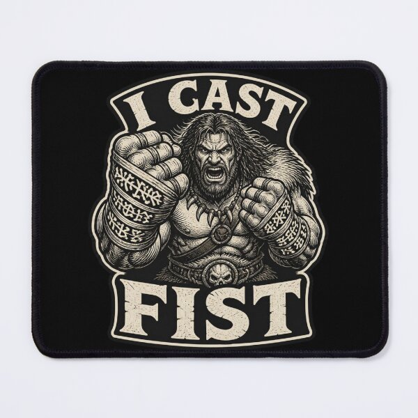 Item preview, I Cast Fist - Funny Barbarian Melee Magic Woodcut Shirt designed and sold by Dice_Goblin_Studio.