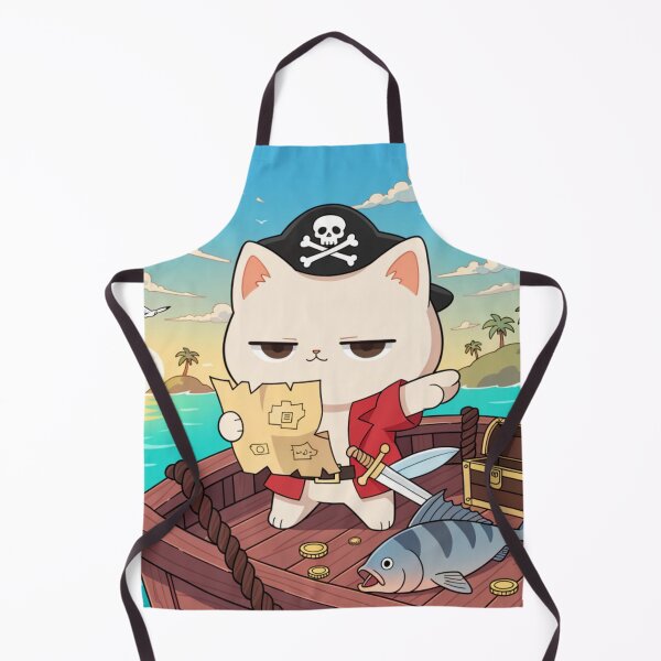 Item preview, Pirate Cat Adventure – Funny Grumpy Cat with Treasure Map and Giant Fish designed and sold by Mousy17.