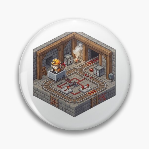 Item preview, KAMKAM'S Minecraft Redstone Railworks - Pixel Art Mining Cat designed and sold by PetalsPaws.