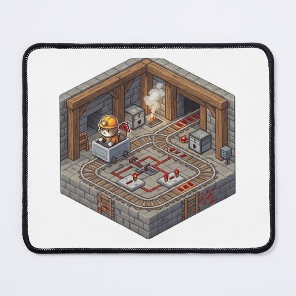 Item preview, KAMKAM'S Minecraft Redstone Railworks - Pixel Art Mining Cat designed and sold by PetalsPaws.