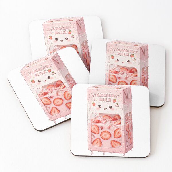 Item preview, Cute Strawberry Milk Cartoon Drink designed and sold by Kiralemon.