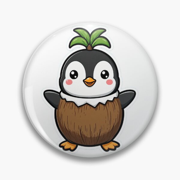 Item preview, Coconut Penguin – Cute Kawaii Tropical Fruit Animal designed and sold by digital.stickerperso.com.