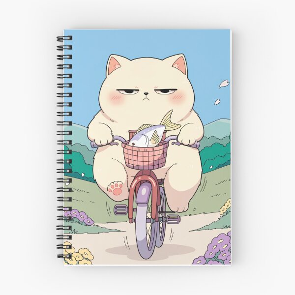 Item preview, Grumpy Cat Riding a Bicycle with a Giant Fish – Funny Cute Cat Adventure designed and sold by Mousy17.