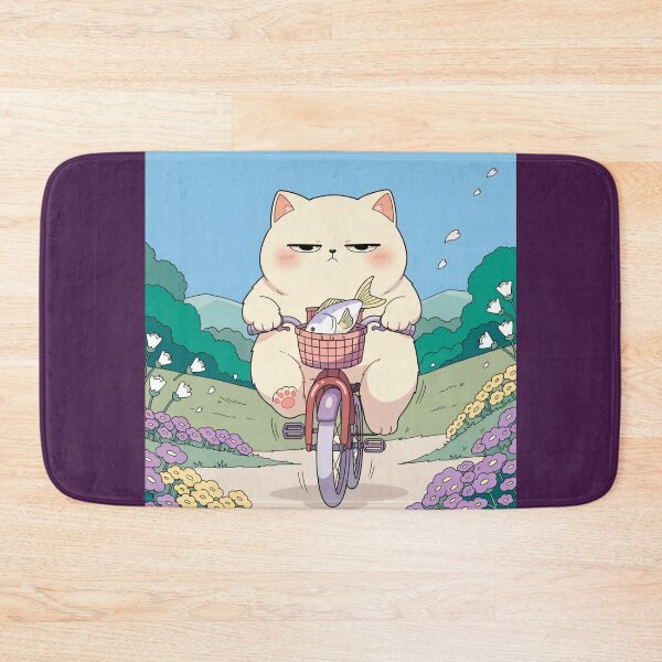 Item preview, Grumpy Cat Riding a Bicycle with a Giant Fish – Funny Cute Cat Adventure designed and sold by Mousy17.
