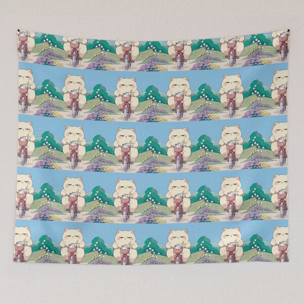 Item preview, Grumpy Cat Riding a Bicycle with a Giant Fish – Funny Cute Cat Adventure designed and sold by Mousy17.