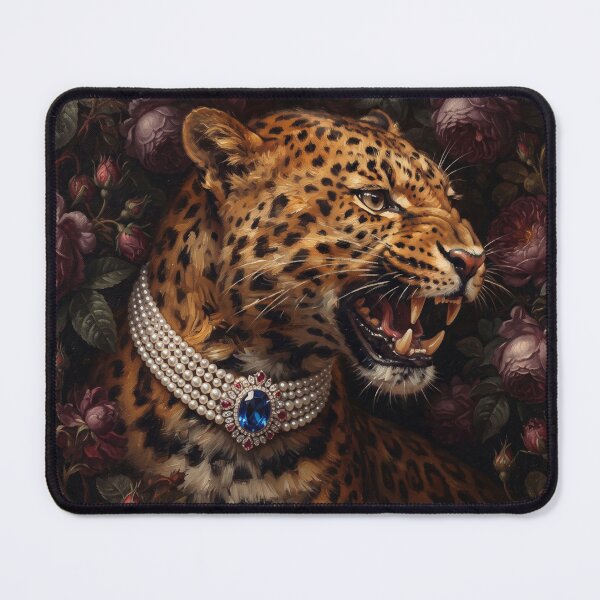 Item preview, Fierce Leopard Portrait with Sapphire Brooch Necklace designed and sold by Real Beast Art.